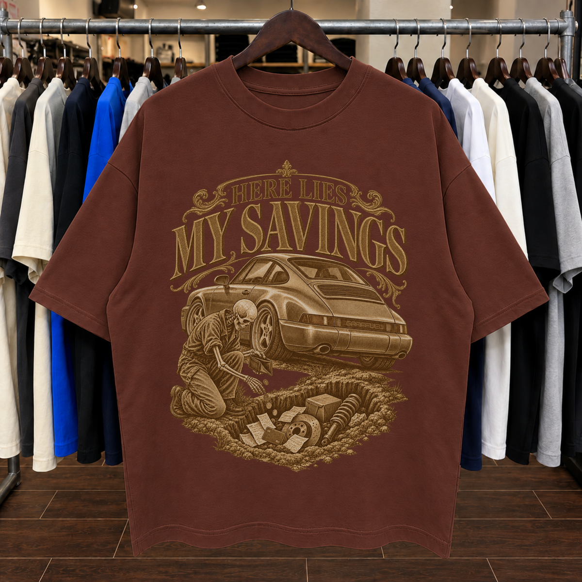 AQUÍ YACEN MIS AHORROS - Camiseta Oversized