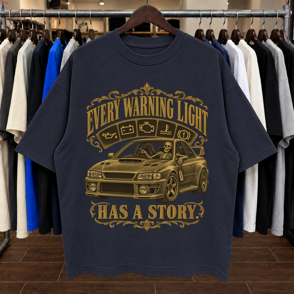 CADA LUZ DE ADVERTENCIA TIENE UNA HISTORIA. - Camiseta Oversized