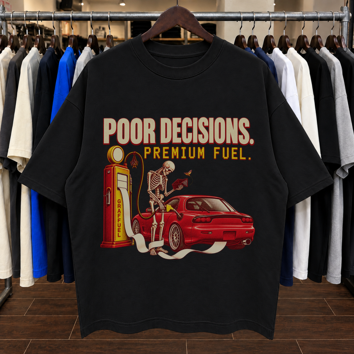 MALAS DECISIONES. COMBUSTIBLE PREMIUM. - Camiseta Oversized