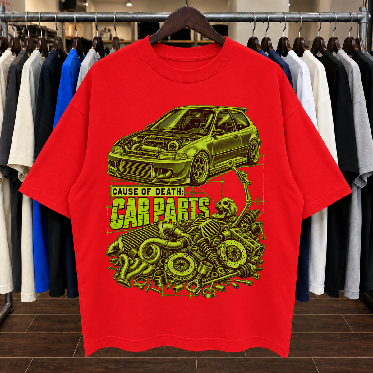 CAUSA DE MUERTE. REPUESTOS DE AUTO. - Camiseta oversize
