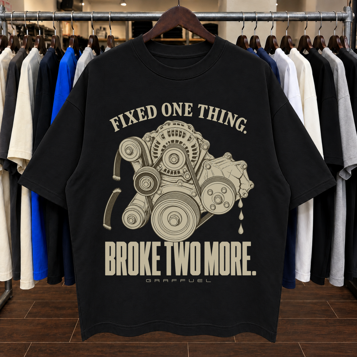 ARREGLÉ UNA COSA. ROMPÍ DOS MÁS. - Camiseta Oversized
